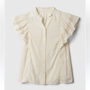 GAP Women's Cream Blouse with Lace Accents